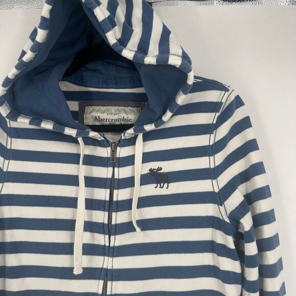Abercrombie Y2K Striped Double Zipper Zip Up Hoodie Hooded Sweatshirt Size L - Picture 8 of 11
